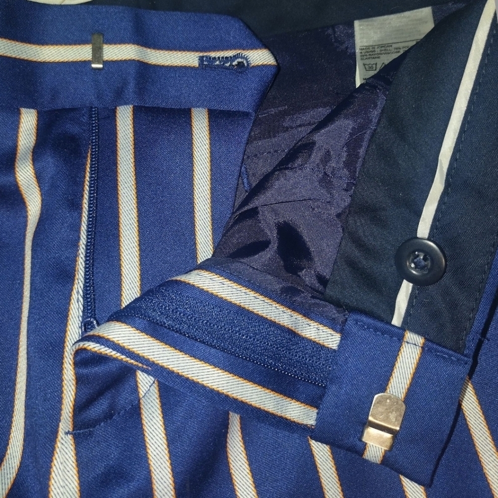 NWT Banana Republic Ryan Pant | Navy White & Rust | Striped Slim Straight Size 2 - Picture 9 of 14